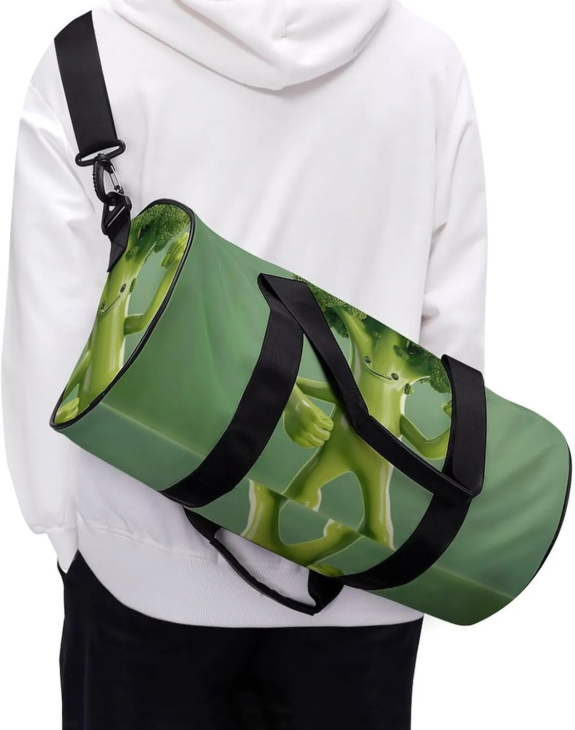 Travel Duffel Bag for Men And Women,Green Broccoli Pose Waterproof Sports Fitness Bag Portable Travel Duffel Bag, 17.7in/9in/9in