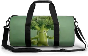 Travel Duffel Bag for Men And Women,Green Broccoli Pose Waterproof Sports Fitness Bag Portable Travel Duffel Bag, 17.7in/9in/9in
