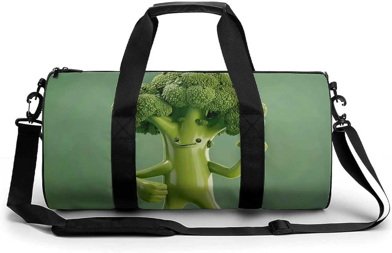 Travel Duffel Bag for Men And Women,Green Broccoli Pose Waterproof Sports Fitness Bag Portable Travel Duffel Bag, 17.7in/9in/9in