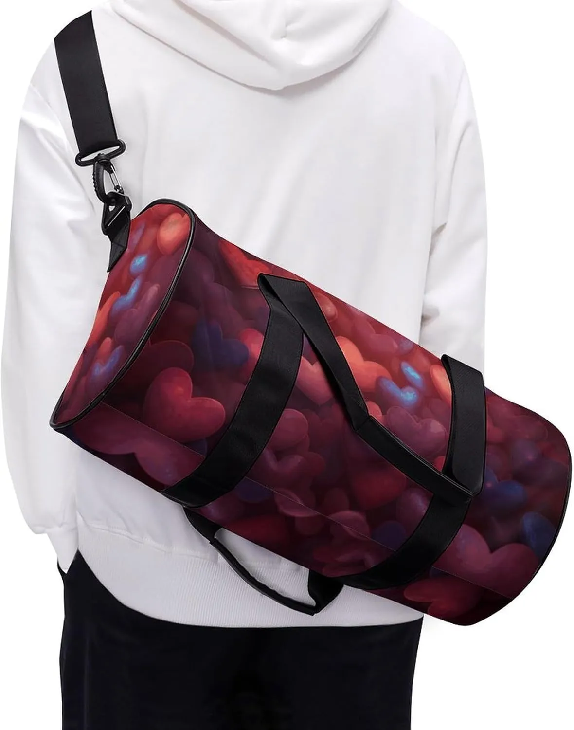 Travel Duffel Bag for Men And Women,Heart Shaped Background Waterproof Sports Fitness Bag Portable Travel Duffel Bag