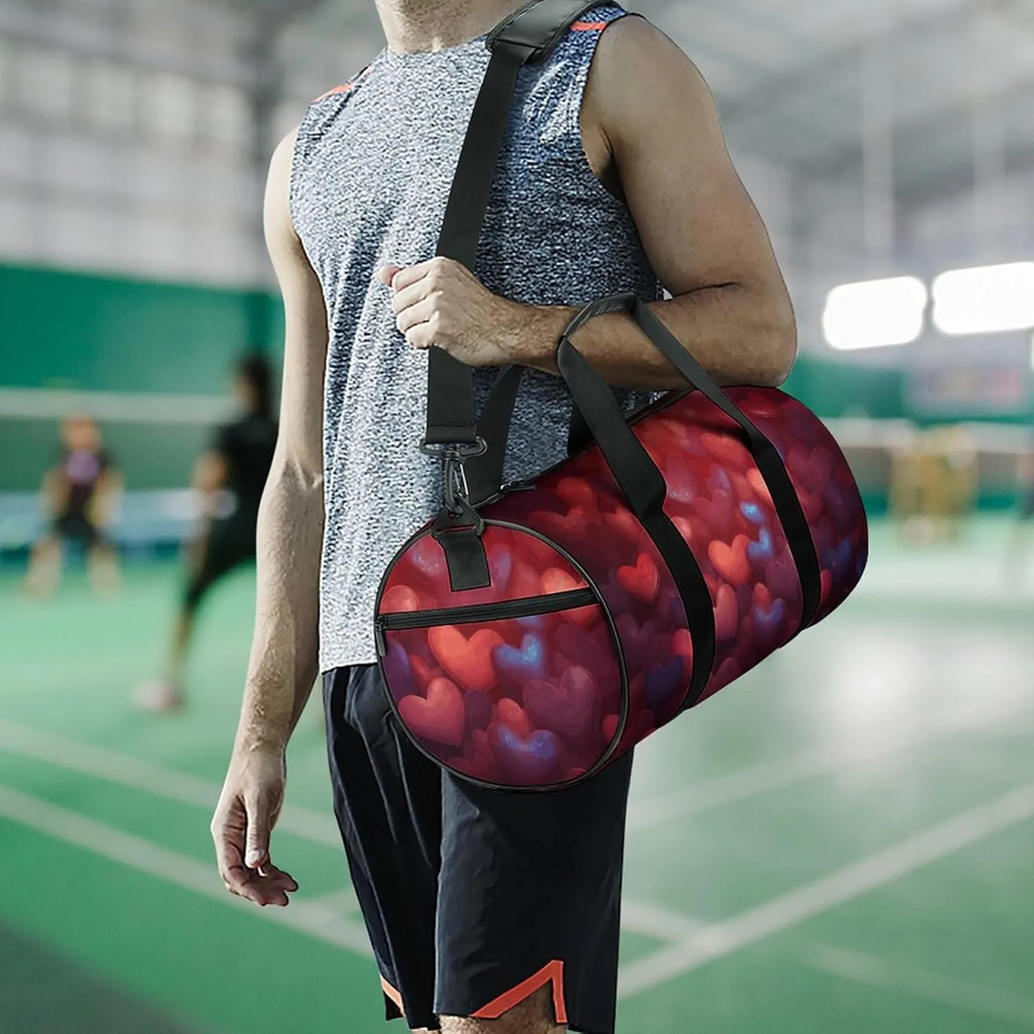 Travel Duffel Bag for Men And Women,Heart Shaped Background Waterproof Sports Fitness Bag Portable Travel Duffel Bag