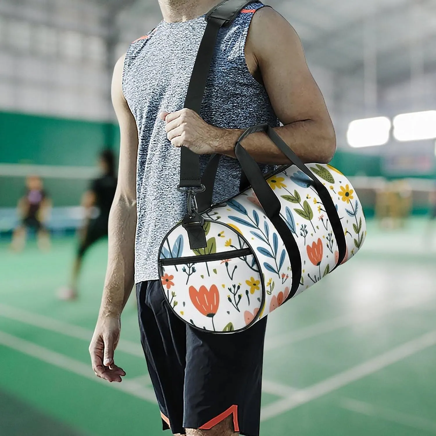 Travel Duffel Bag for Men And Women,Hearts And Flowers Waterproof Sports Fitness Bag Portable Travel Duffel Bag