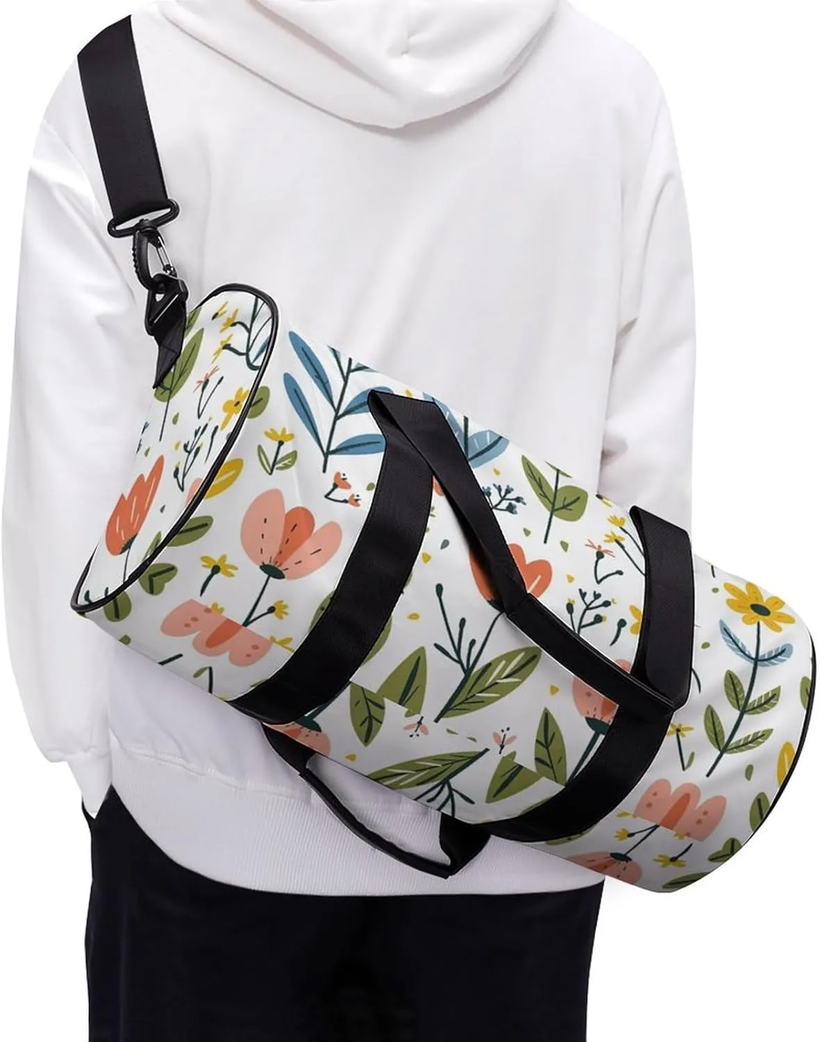 Travel Duffel Bag for Men And Women,Hearts And Flowers Waterproof Sports Fitness Bag Portable Travel Duffel Bag