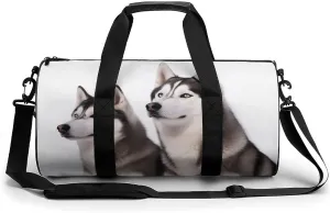Travel Duffel Bag for Men And Women,Husky Dogs Waterproof Sports Fitness Bag Portable Travel Duffel Bag, 17.7in/9in/9in