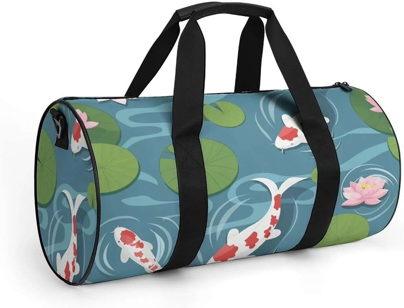 Travel Duffel Bag for Men And Women,Koi in The Pond Waterproof Sports Fitness Bag Portable Travel Duffel Bag, 17.7in/9in/9in