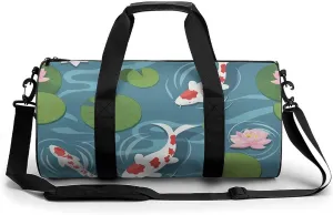 Travel Duffel Bag for Men And Women,Koi in The Pond Waterproof Sports Fitness Bag Portable Travel Duffel Bag, 17.7in/9in/9in
