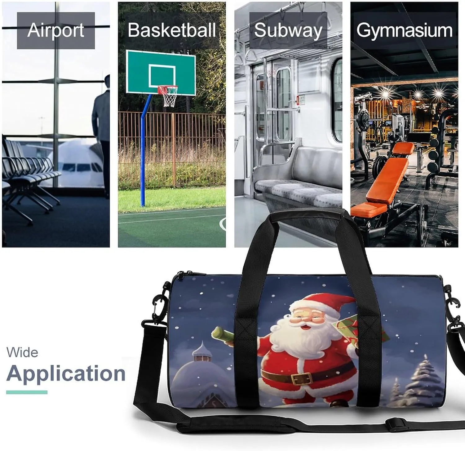 Travel Duffel Bag for Men And Women,Merry Christmas Santa Waterproof Sports Fitness Bag Portable Travel Duffel Bag