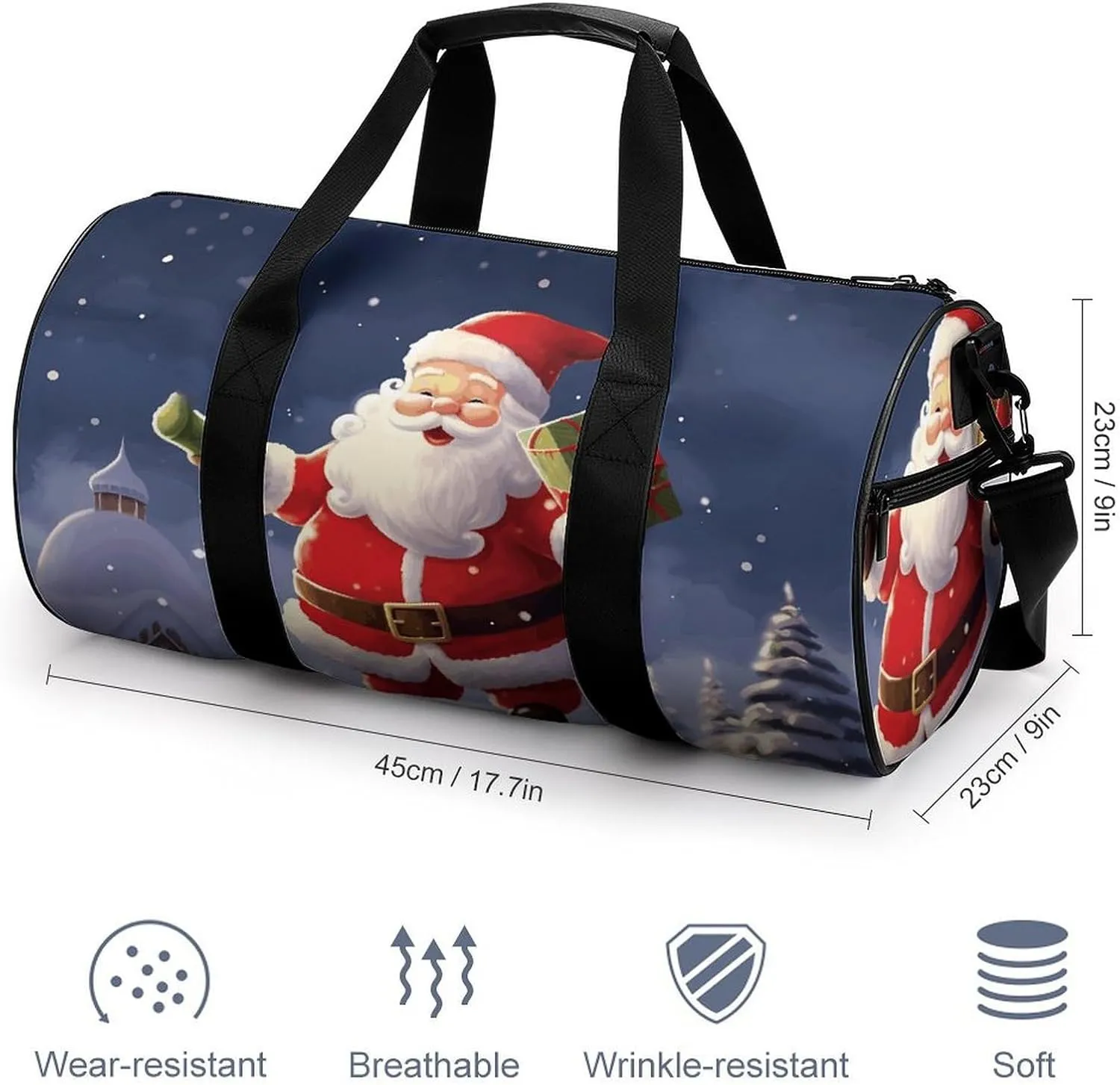 Travel Duffel Bag for Men And Women,Merry Christmas Santa Waterproof Sports Fitness Bag Portable Travel Duffel Bag
