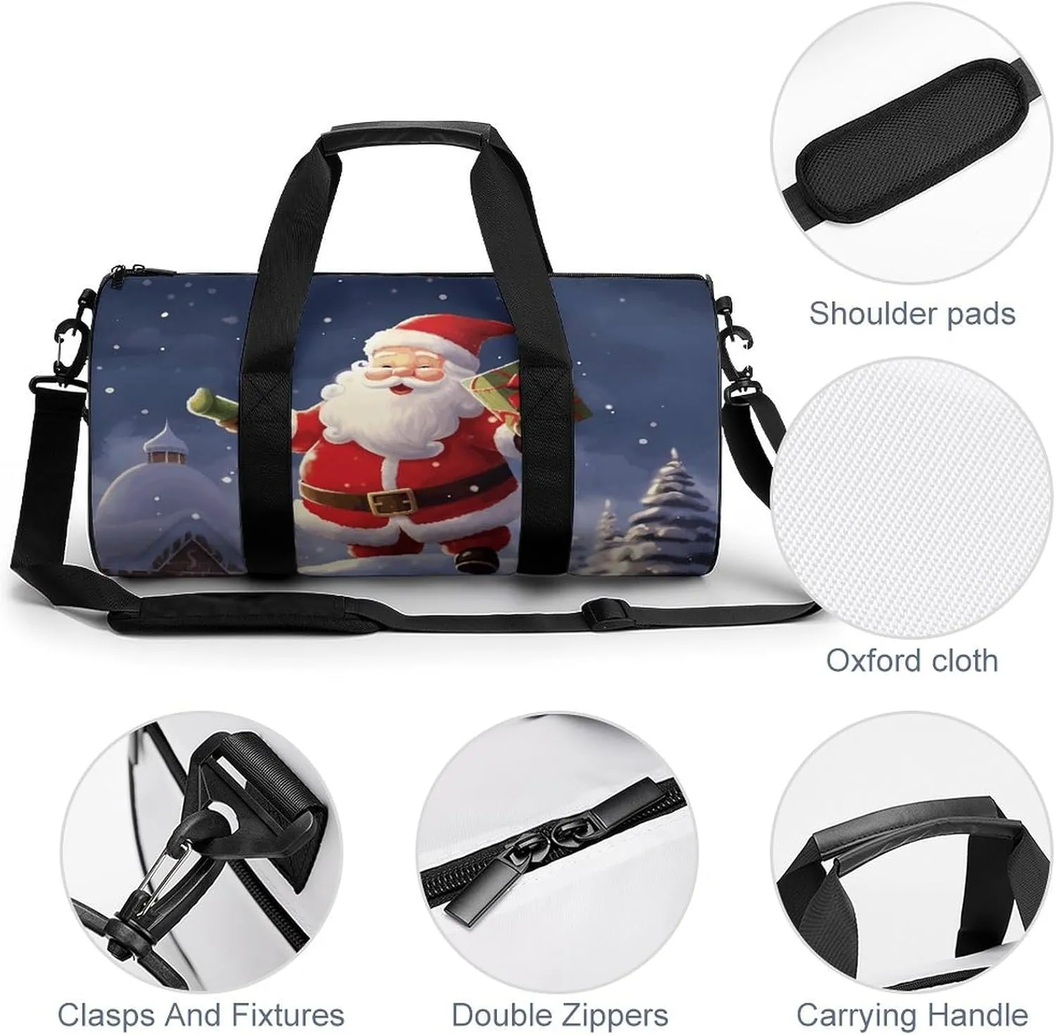 Travel Duffel Bag for Men And Women,Merry Christmas Santa Waterproof Sports Fitness Bag Portable Travel Duffel Bag