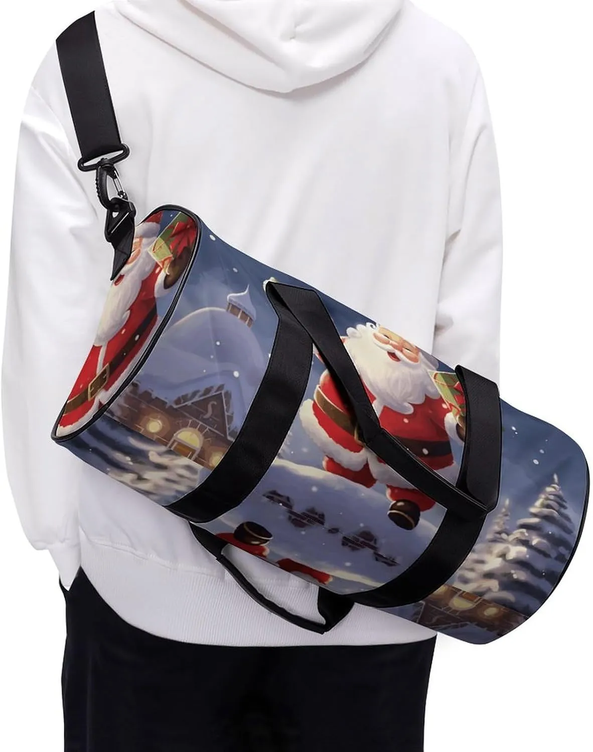 Travel Duffel Bag for Men And Women,Merry Christmas Santa Waterproof Sports Fitness Bag Portable Travel Duffel Bag