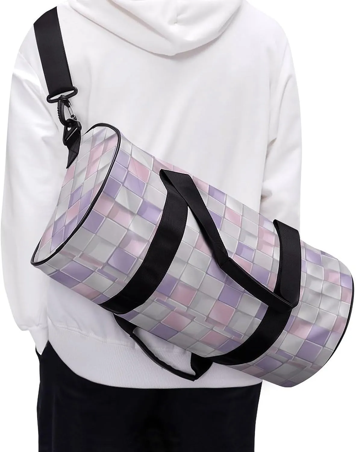 Travel Duffel Bag for Men And Women,Pastel Colored Squares Waterproof Sports Fitness Bag Portable Travel Duffel Bag