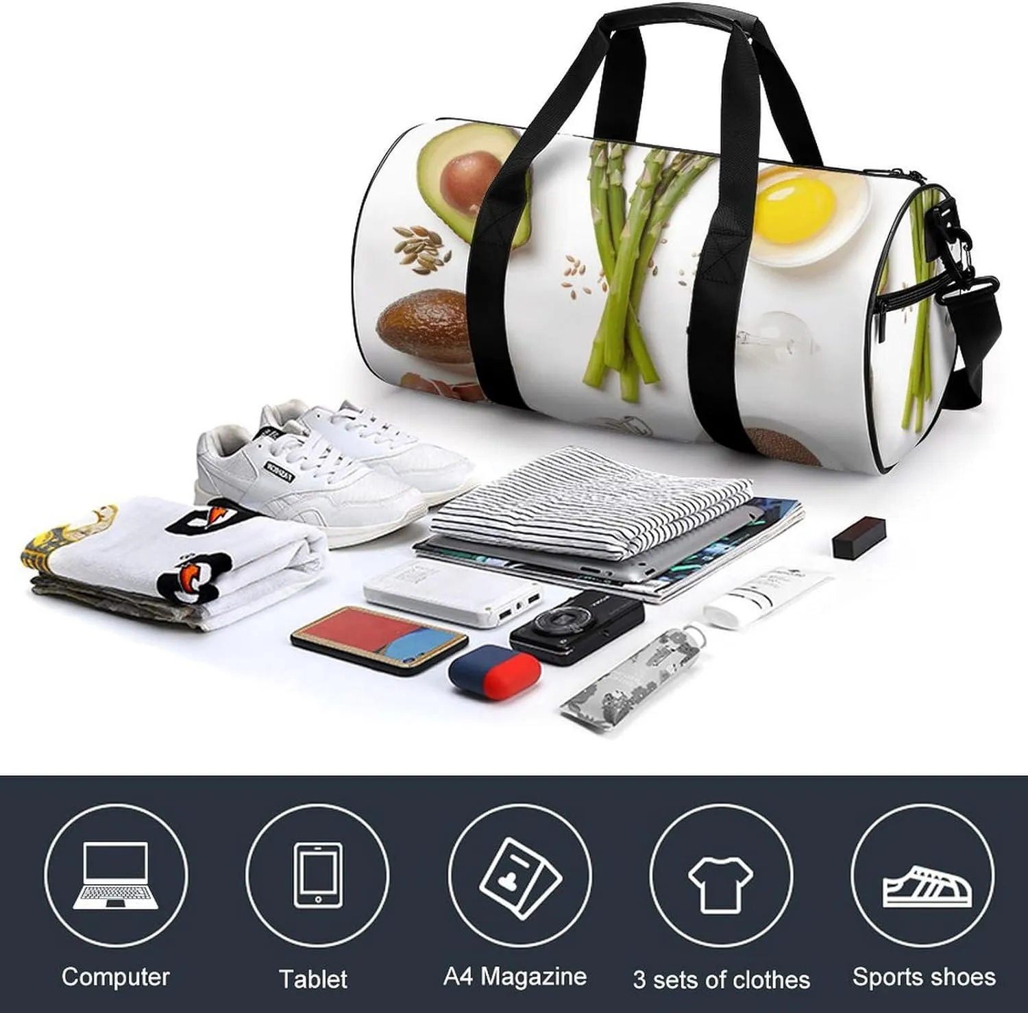 Travel Duffel Bag for Men And Women,Small Jar of Flax Seeds Waterproof Sports Fitness Bag Portable Travel Duffel Bag