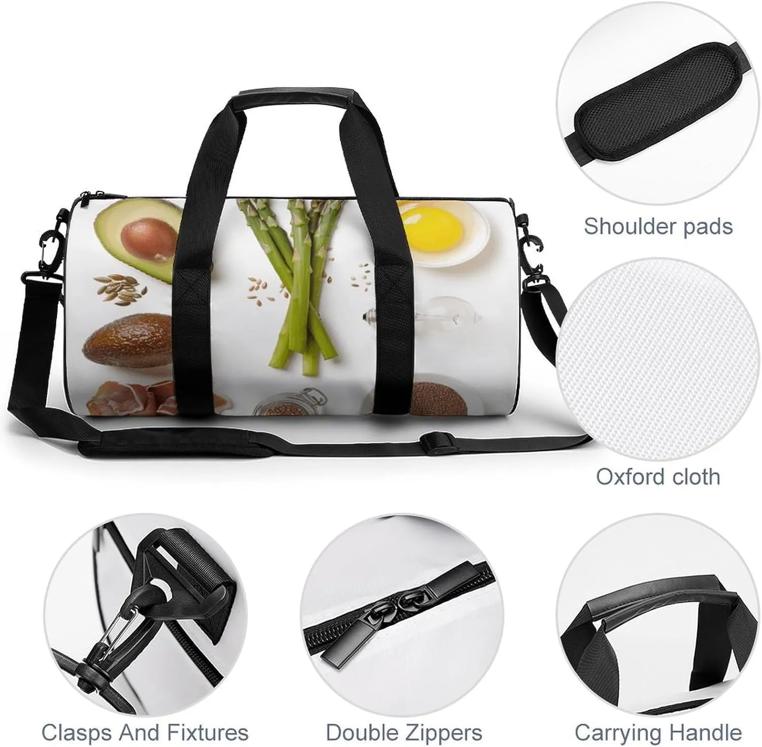 Travel Duffel Bag for Men And Women,Small Jar of Flax Seeds Waterproof Sports Fitness Bag Portable Travel Duffel Bag