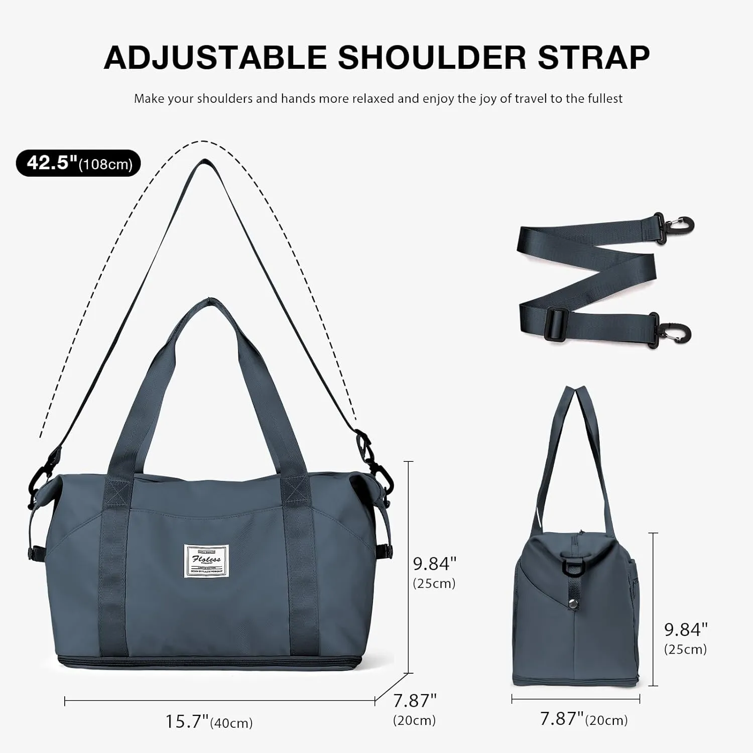 Travel Duffel Bag, Sports Tote Gym Bag, Shoulder Weekender Overnight Bag for Women