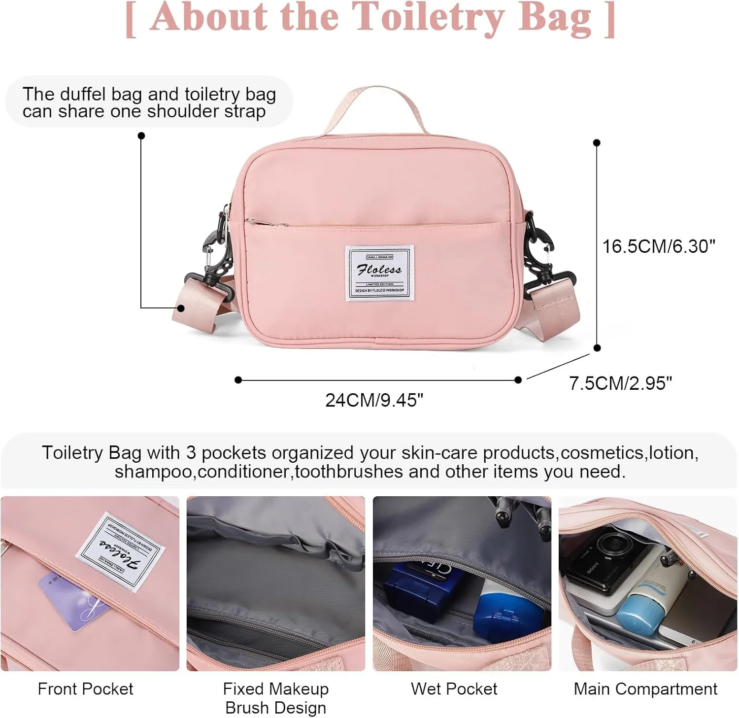 Travel Duffel Bag,Sports Tote Gym Bag,Shoulder Weekender Overnight Bag for Women