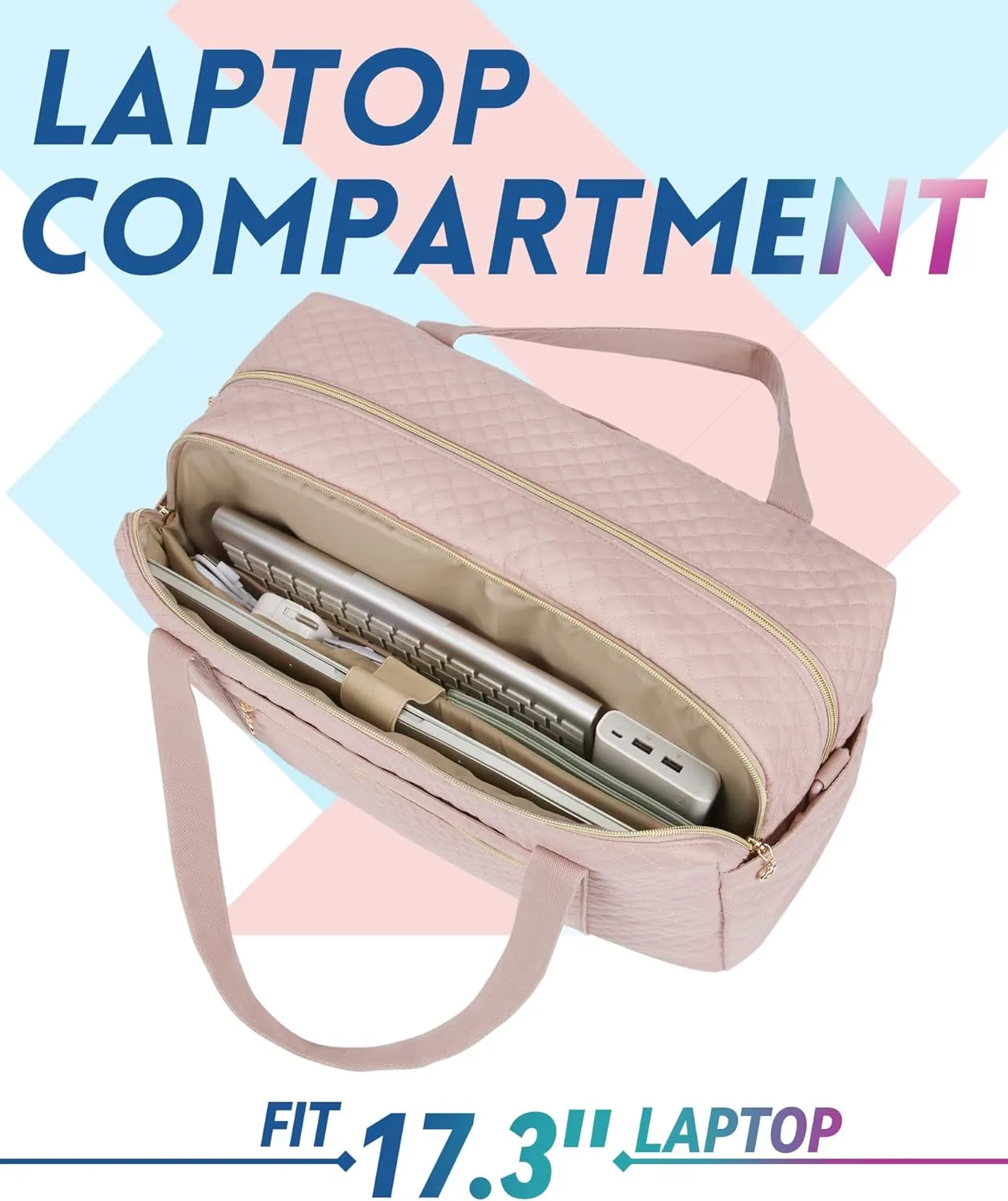 Travel Duffle Bag, BAGSMART 37L Weekender Overnight Bag with Wet Pocket for Women, Large Carry On Bag with Laptop Compartment and Shoes Bag for Travel, Business Trips, Sports(Pink)