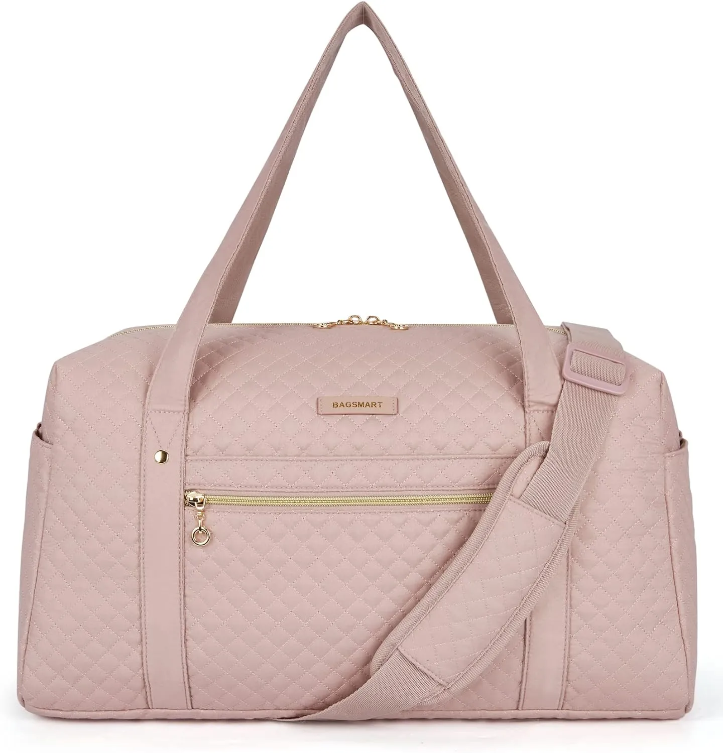 Travel Duffle Bag, BAGSMART 37L Weekender Overnight Bag with Wet Pocket for Women, Large Carry On Bag with Laptop Compartment and Shoes Bag for Travel, Business Trips, Sports(Pink)
