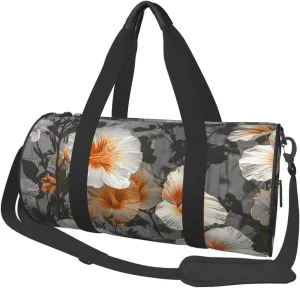 Travel Duffle Bag Lightweight Sports Gym Bag for Men Women Foldable Carry on Weekender Overnight Bag Blooming Hibiscus Flowers Canvas Sport Duffel Bag for Yoga Business Trip