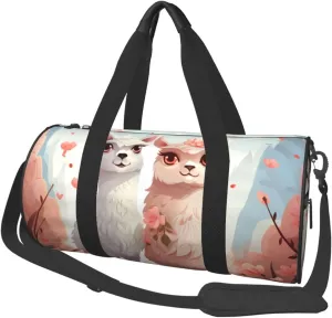 Travel Duffle Bag Lightweight Sports Gym Bag for Men Women Foldable Carry on Weekender Overnight Bag Cute romantic llama Canvas Sport Duffel Bag for Yoga Business Trip