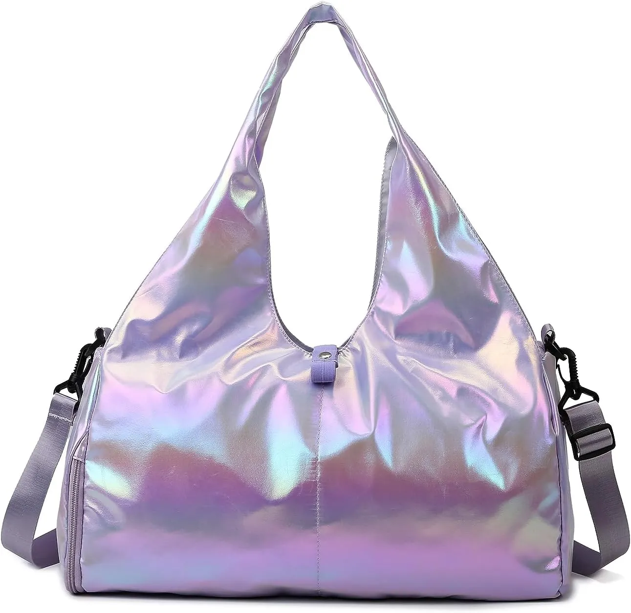 Travel Gym Bag for Women, Waterproof Gym Bag Carry On Weekender Bag with Shoe Compartment & Wet Pocket,Carrying Workout Gear, Makeup and Accessories (Purple)