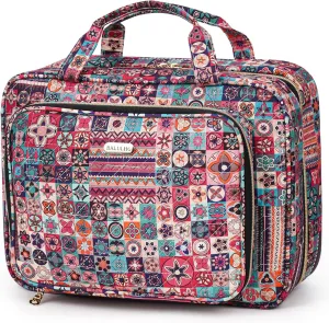 Travel Hanging Toiletry Bag for Women, Water-Resistant Cosmetic Organizer with 4 Compartments & 360° Swivel Hook, TSA-Approved Makeup Bag for Shampoo, Full Sized Container, Toiletries (Pink)