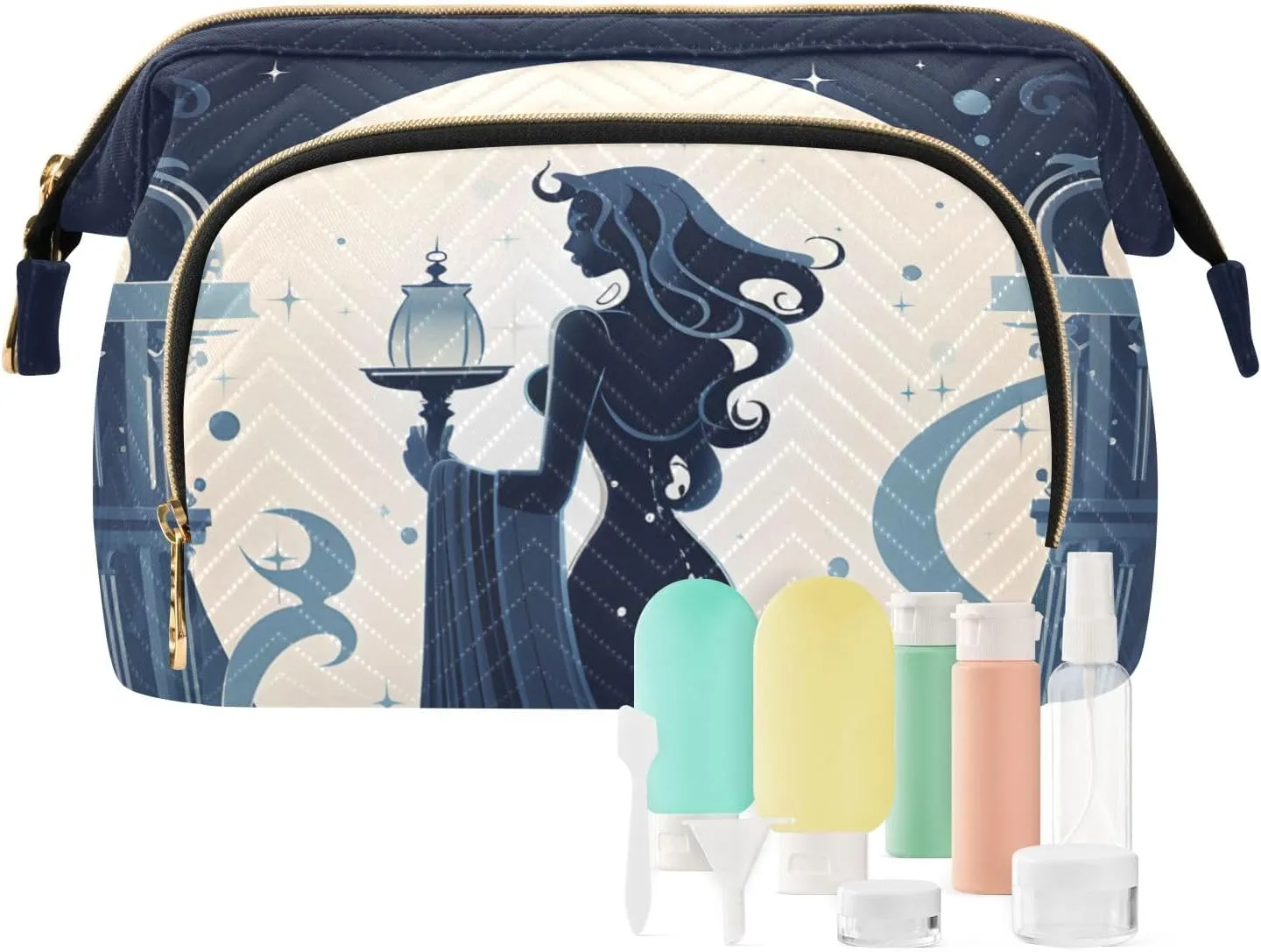 Travel Makeup Bag Beauty with Palace Lantern and Moon Large Capacity Cosmetic Bags for Women