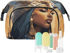Travel Makeup Bag Egypt Art Woman Painting Large Capacity Cosmetic Bags for Women
