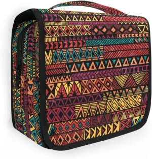 Travel Toiletry Bag Cosmetic Bag Geometric in Patchwork Portable Hanging Cosmetic Case Traveling With Leakproof Compartment Makeup Toiletries Cosmetic Organizer for Women Men