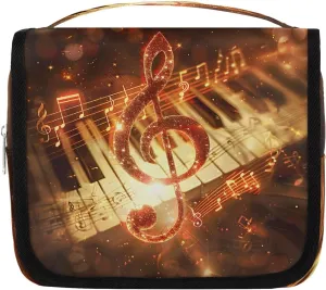 Travel Toiletry Bag for Women & Men Music Piano Music Notes Hanging Cosmetic Organizer Portable Waterproof Makeup Case Make Up Bag with Compartments Travel Essentials for Bathroom Shower