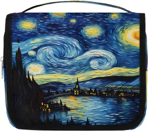 Travel Toiletry Bag for Women & Men Universe Starry Sky Vintage Hanging Cosmetic Organizer Portable Waterproof Makeup Case Make Up Bag with Compartments Travel Essentials for Bathroom Shower