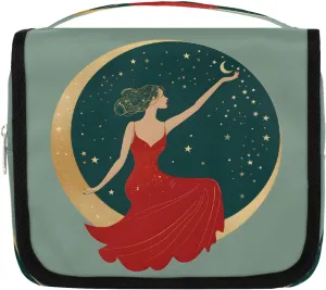 Travel Toiletry Bag for Women & Men Women Moon Green Hanging Cosmetic Organizer Portable Waterproof Makeup Case Make Up Bag with Compartments Travel Essentials for Bathroom Shower
