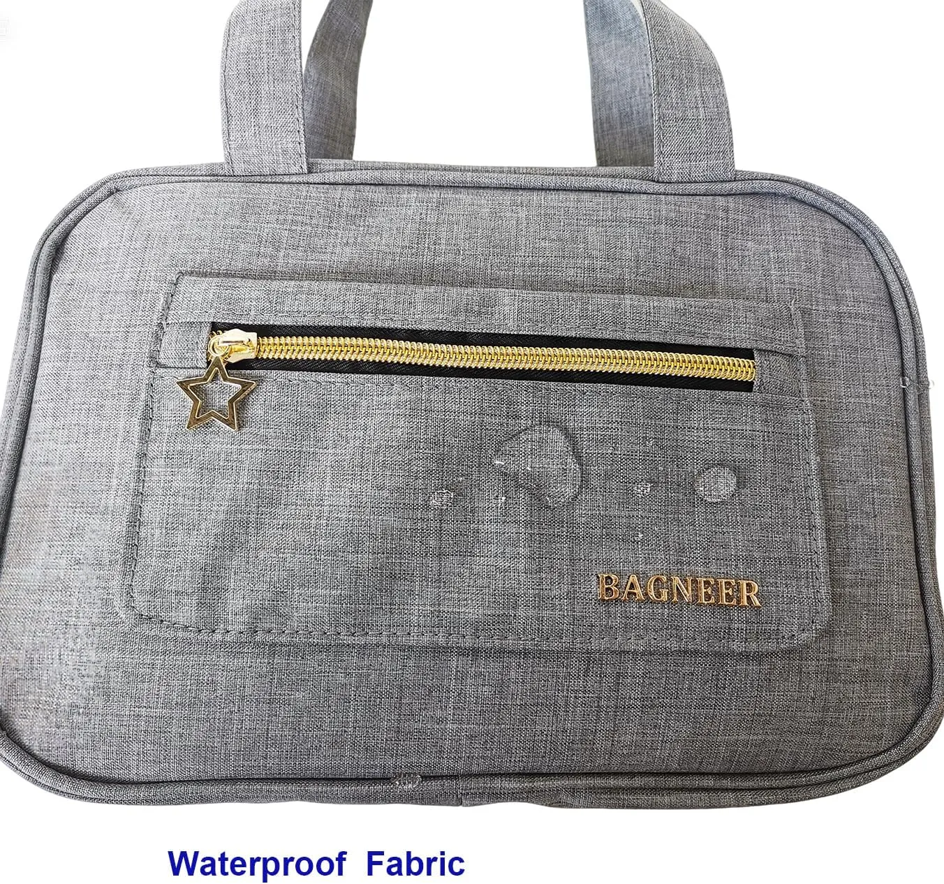 Travel Toiletry Bag with Hanging Hook, Water-resistant Makeup Cosmetic Bag Travel Organizer for Accessories, Shampoo, Full-Set Toiletries Container (Gray, Medium)