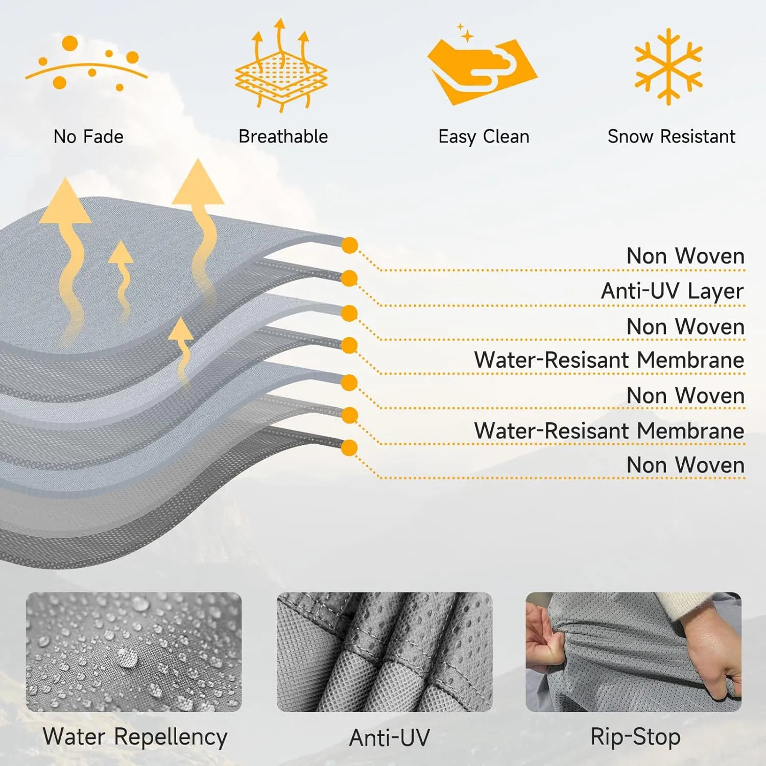 Travel Trailer Cover, 7 Layers Fiberglass Camper RV Cover (Fits 13' - 16' Trailers), Tear Resistant Waterproof Motohome Trailer Cover