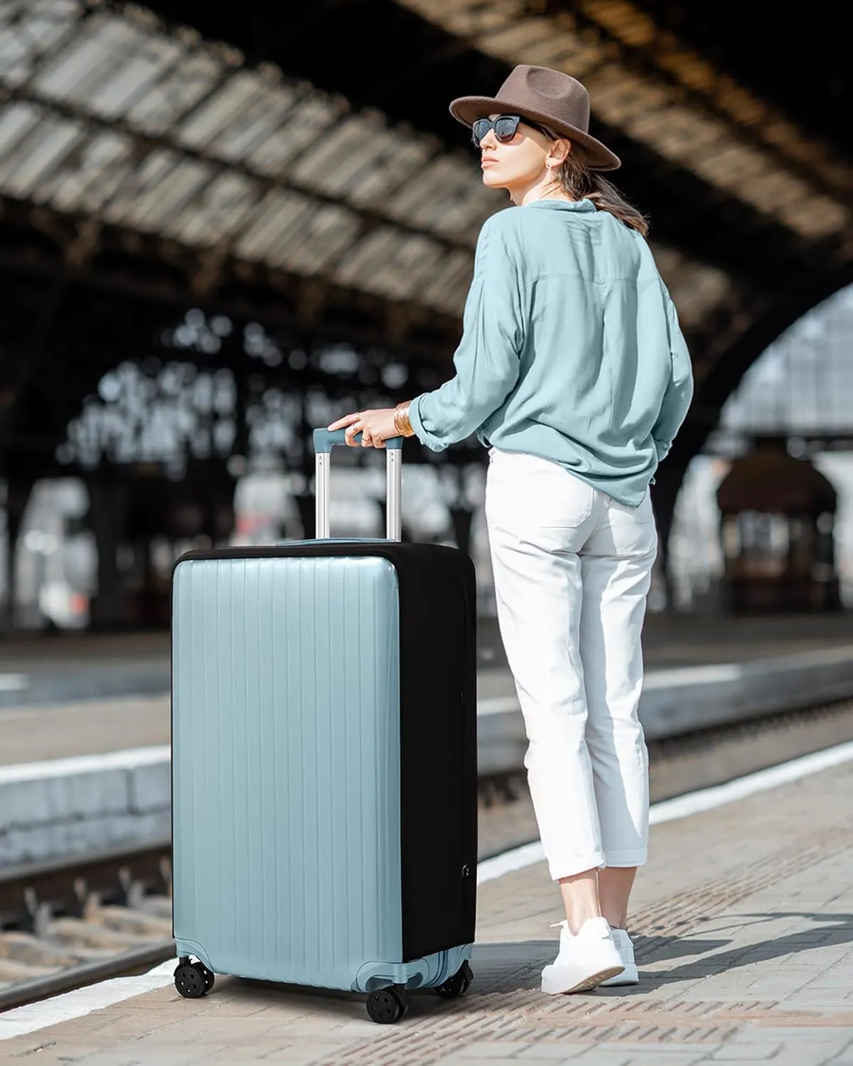 Travelkin Clear Luggage Cover Protectors For Suitcase Transparent TPU Suitcase Cover Protector Fit 18-32 Inch Luggage