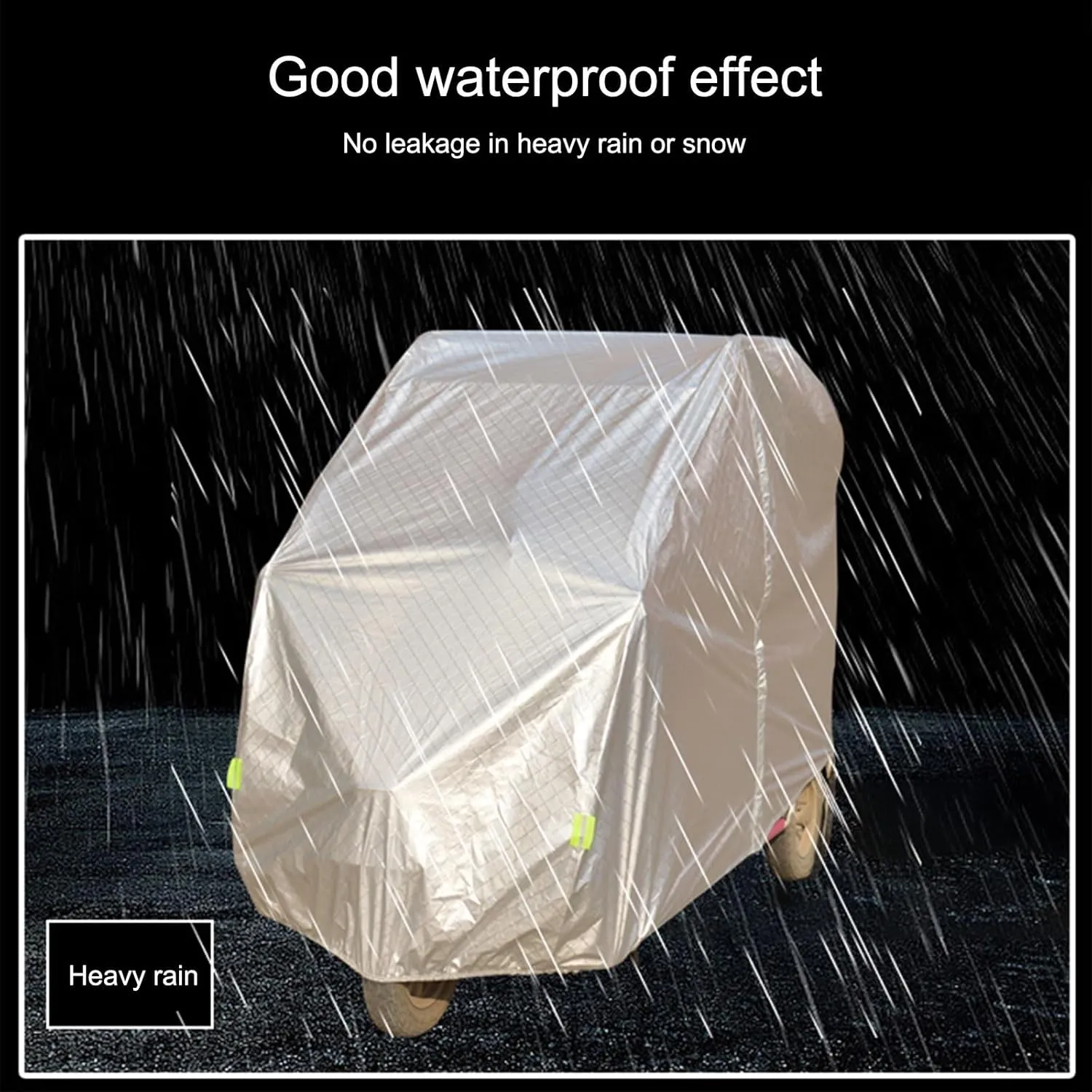 Tricycle Cover, Outdoors Indoors Dust Wind Proof Anti-UV 3 Wheeled Bike Cover, Lock Holes and Storage Bag, with Night Reflective, Waterproof and All-Weather(Silver,220 * 120cm/89 * 47in)