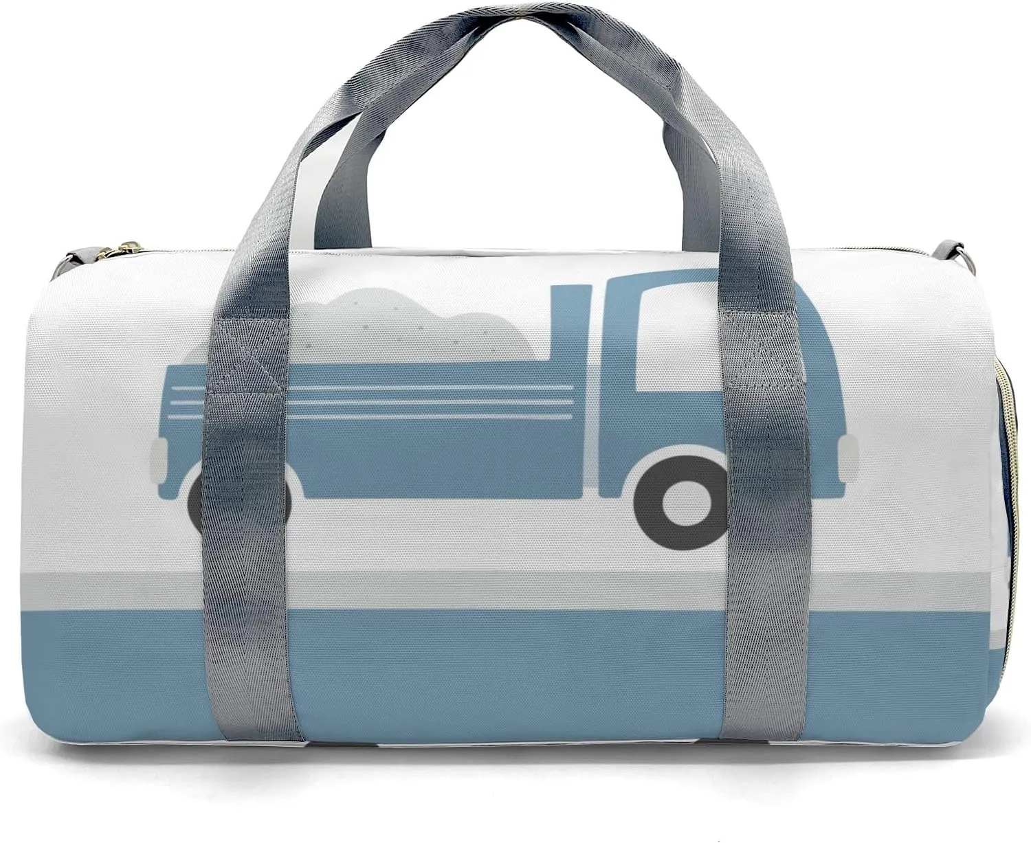 Truck Blue 1 Personalized Duffel Bag,Custom Travel Gym Bag with Name,Waterproof Sports Overnight Bag with Shoe Compartment & Shoulder Strap