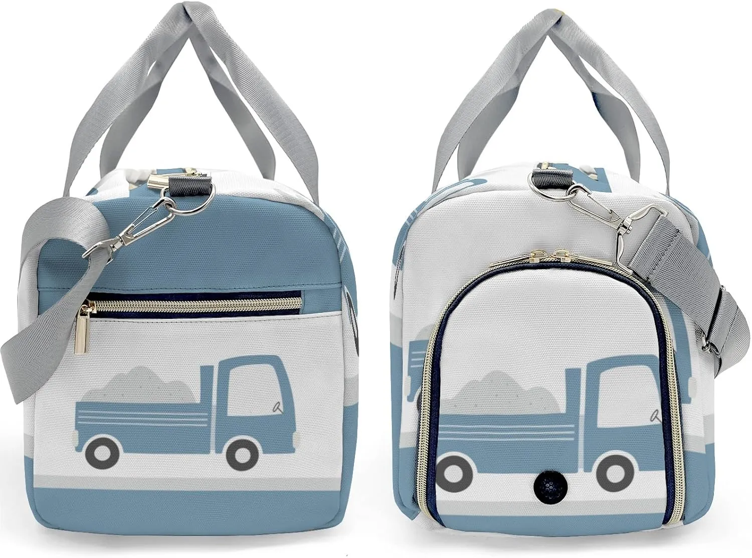 Truck Blue 1 Personalized Duffel Bag,Custom Travel Gym Bag with Name,Waterproof Sports Overnight Bag with Shoe Compartment & Shoulder Strap