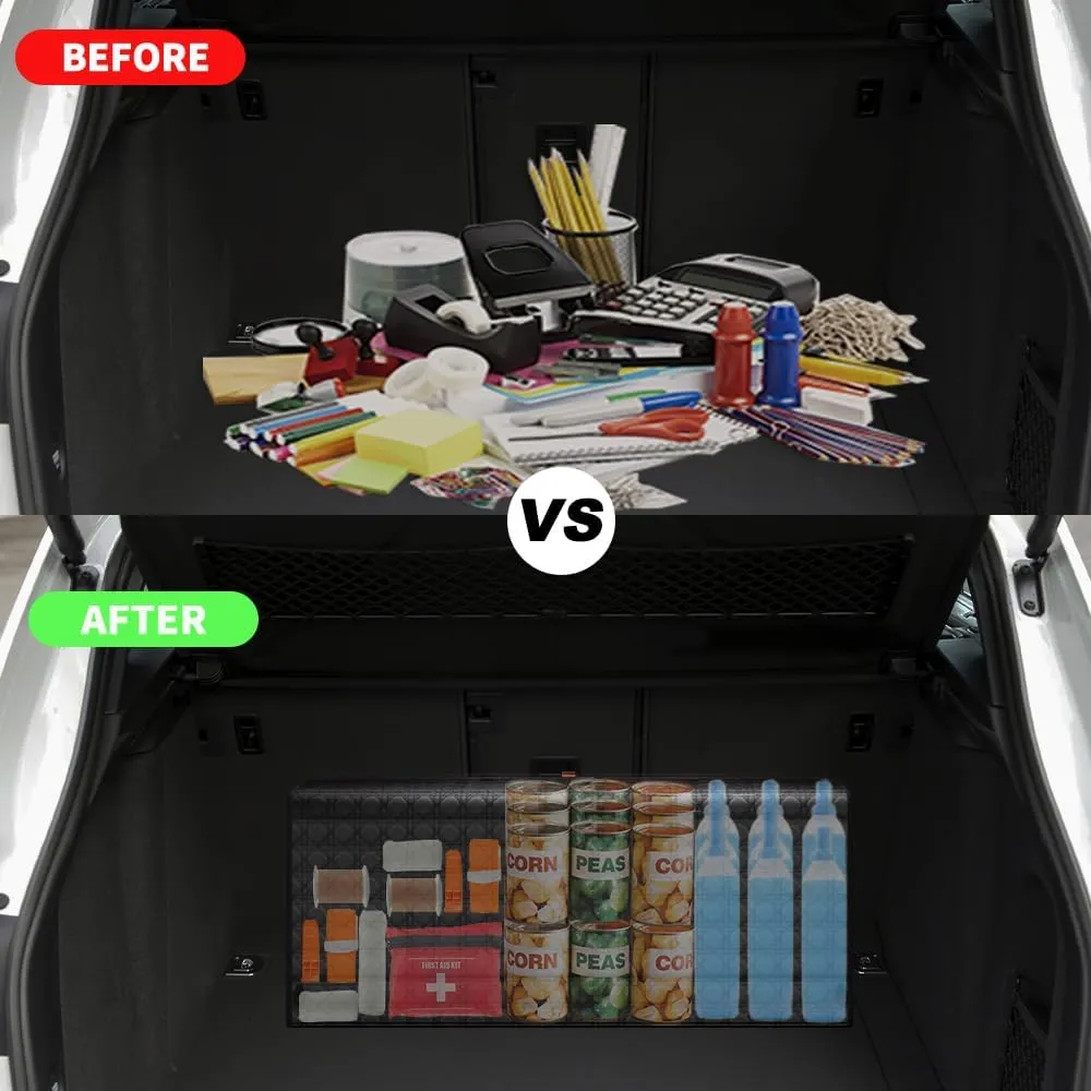 Trunk Organizers, Car Organizers, Storage Solutions, and Car Storage Organizers for SUVs, Sedans, Back Seats, and Luxury Vehicles with Lid, Leather, Small, Large (Black, XXL)