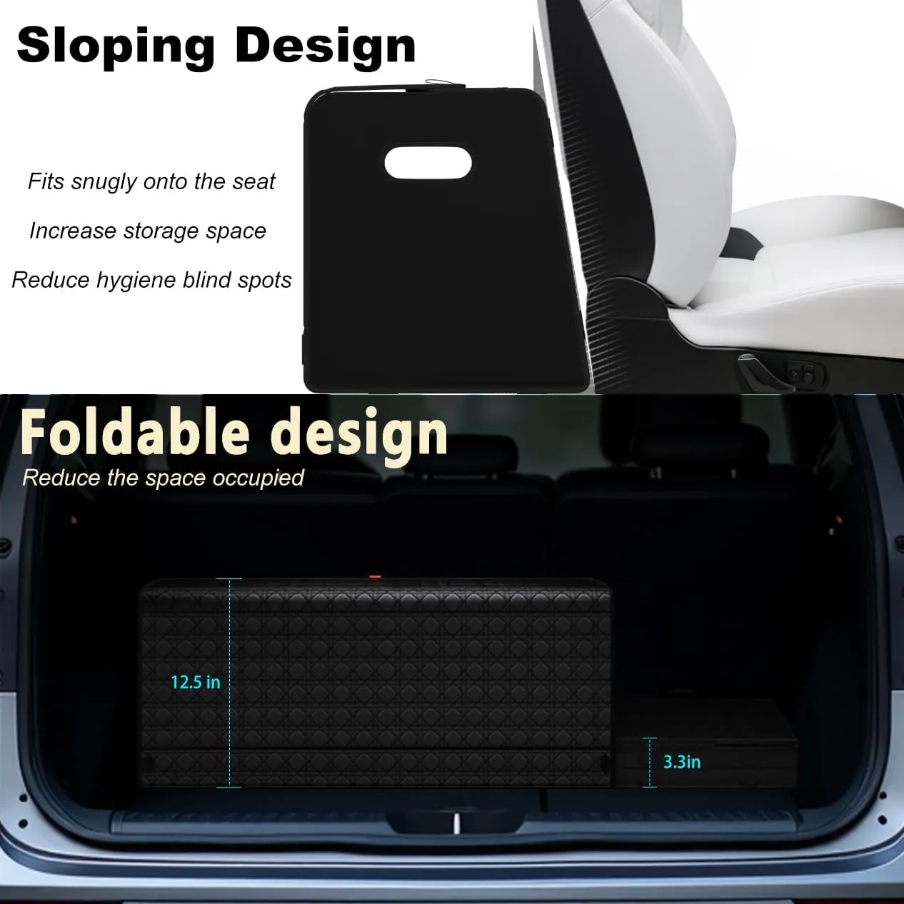 Trunk Organizers, Car Organizers, Storage Solutions, and Car Storage Organizers for SUVs, Sedans, Back Seats, and Luxury Vehicles with Lid, Leather, Small, Large (Black, XXL)