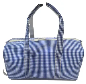 TRVL Weekender Coated Fabric Duffel Bag Royal Gingham