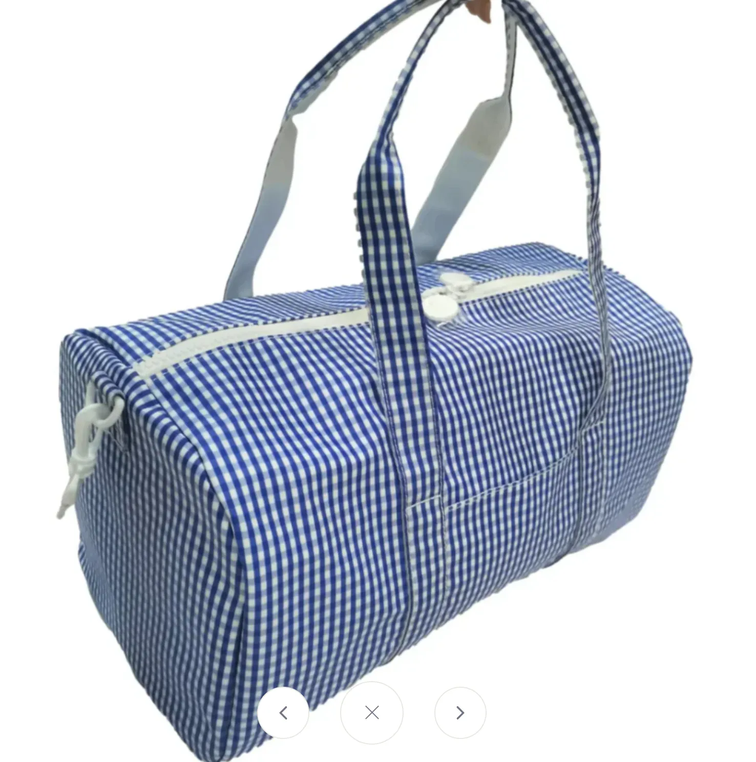 TRVL Weekender Coated Fabric Duffel Bag Royal Gingham