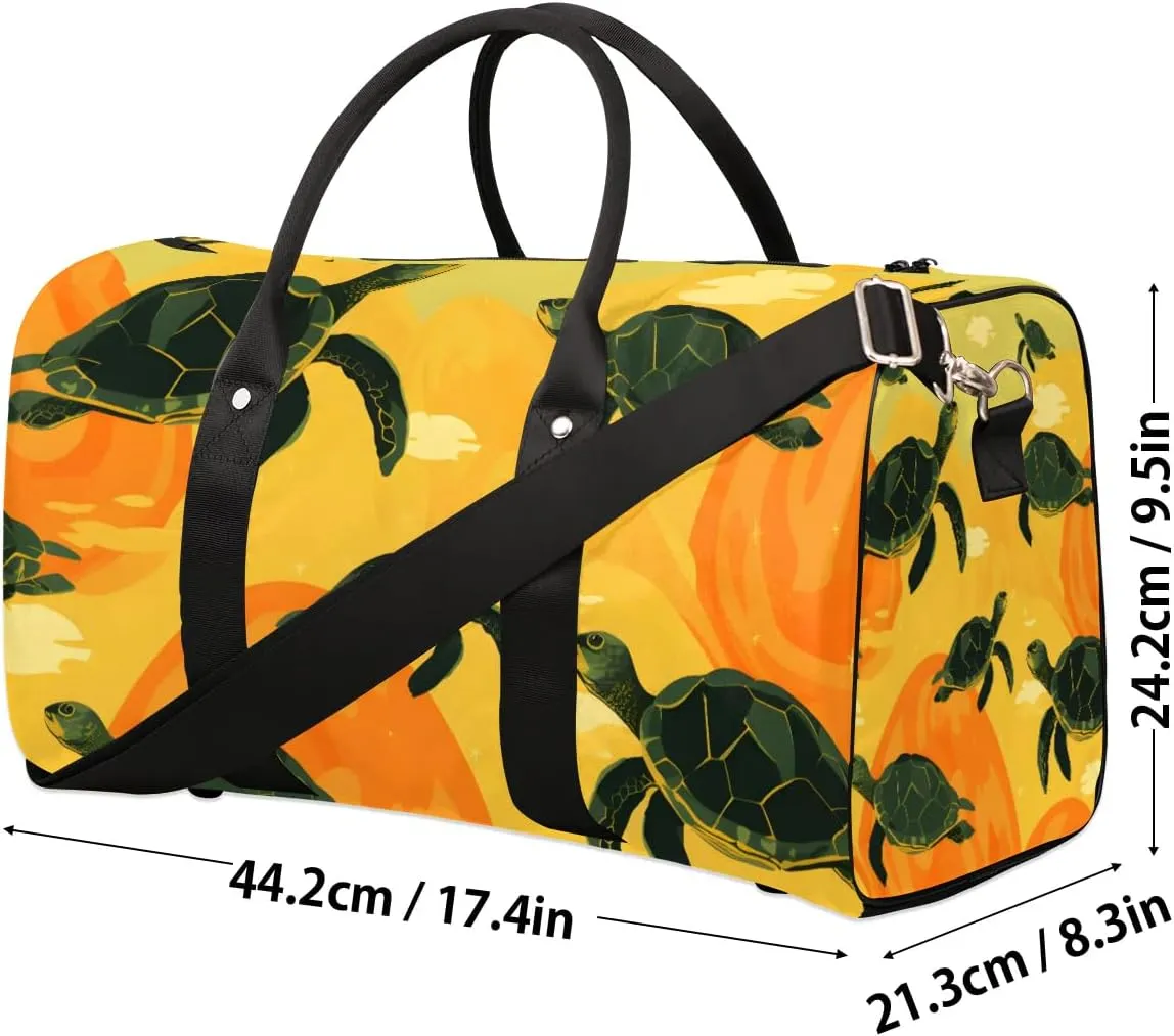 Turtle Animal Travel Duffel Bag for Women Men Waterproof Foldable Overnight Weekender Bag Large Capacity Sports Gym Bag