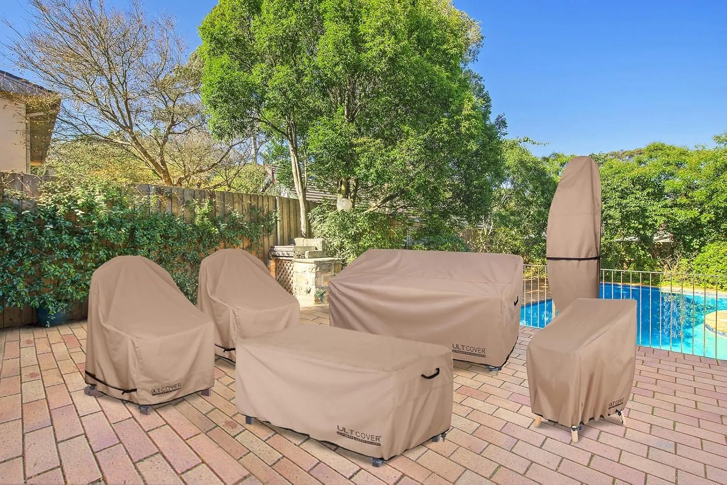 ULTCOVER Waterproof Outdoor Deep Seat Sofa Bench Cover 62W x 40D x 35H inch Patio Furniture Loveseat Cover