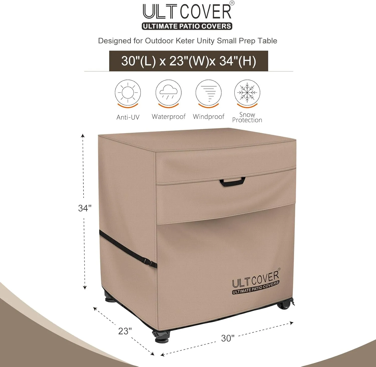 ULTCOVER Waterproof Prep Table Cover for 30 Inch Keter Unity Small Portable Table, Outdoor Storage Cabinet Prep Station Cover 30L x 23W x 34H inch