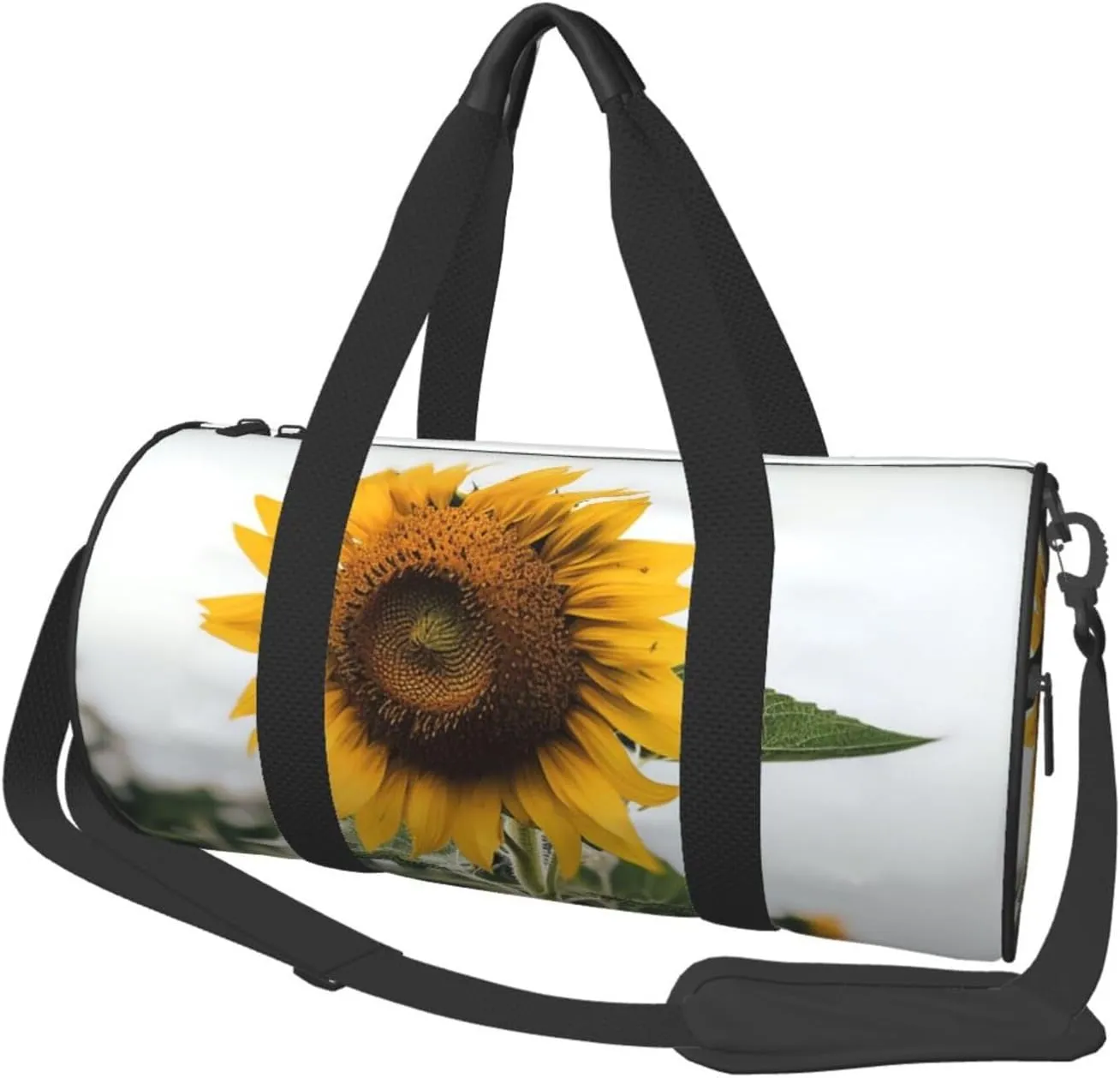 UNIOND Travel Duffle Bag Lightweight Sports Gym Bag for Men Women Foldable Carry on Weekender Overnight Bag Bloom Sunflower Canvas Sport Duffel Bag for Yoga Business Trip, Black