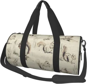 UNIOND Travel Duffle Bag Lightweight Sports Gym Bag for Men Women Foldable Carry on Weekender Overnight Bag Squirrels background Canvas Sport Duffel Bag for Yoga Business Trip, Black