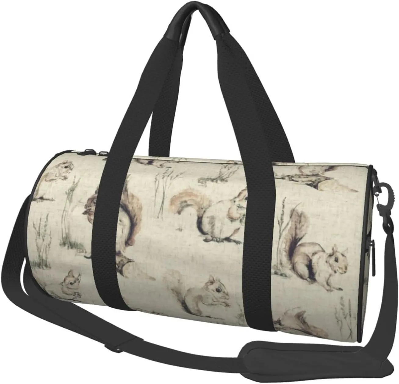 UNIOND Travel Duffle Bag Lightweight Sports Gym Bag for Men Women Foldable Carry on Weekender Overnight Bag Squirrels background Canvas Sport Duffel Bag for Yoga Business Trip, Black