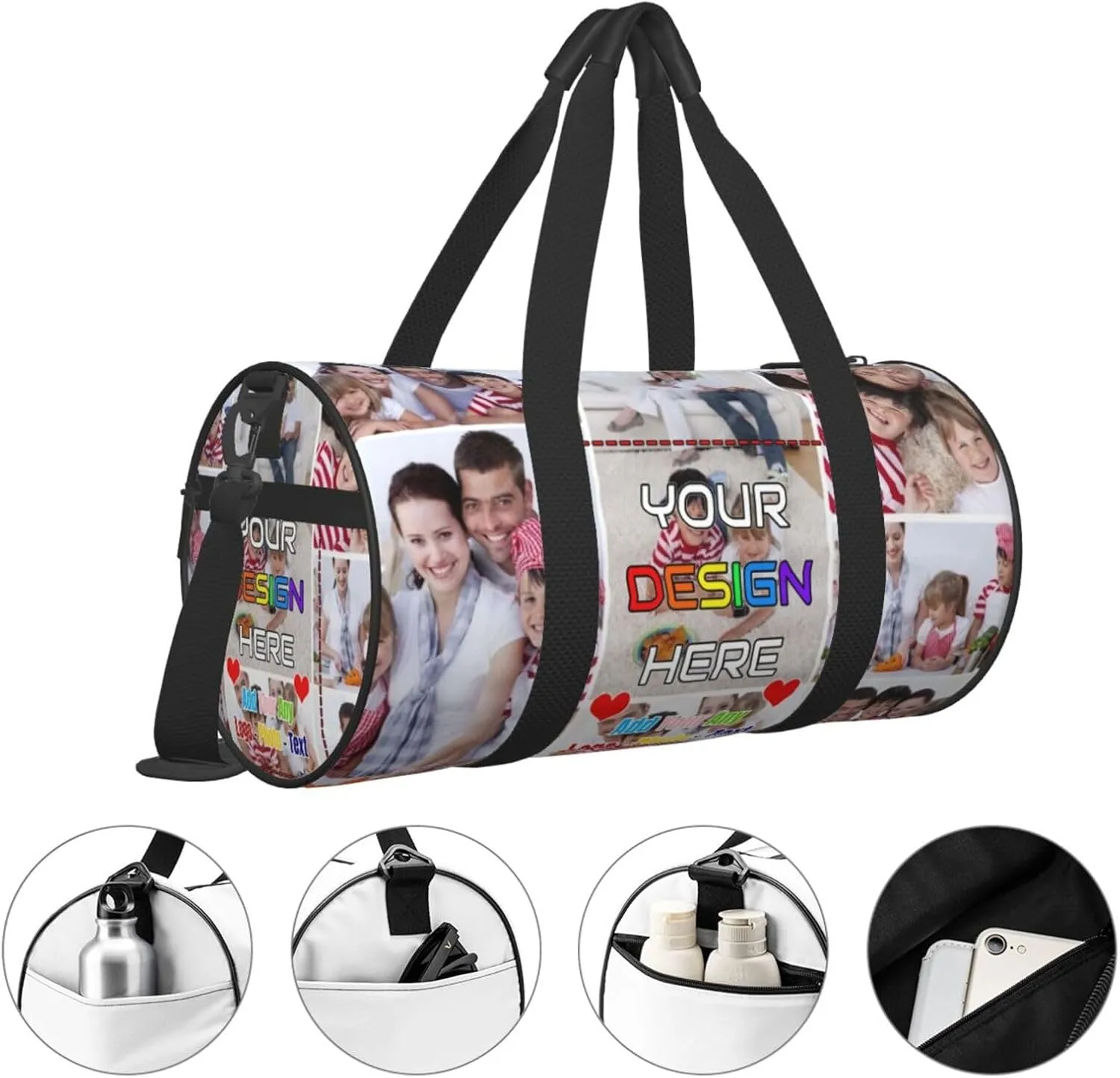 Unisex Custom Duffle Bag Add Name Image Logo Text Personalized Tote Bags For Travel Sport Gym Yoga Golf Customized Gifts