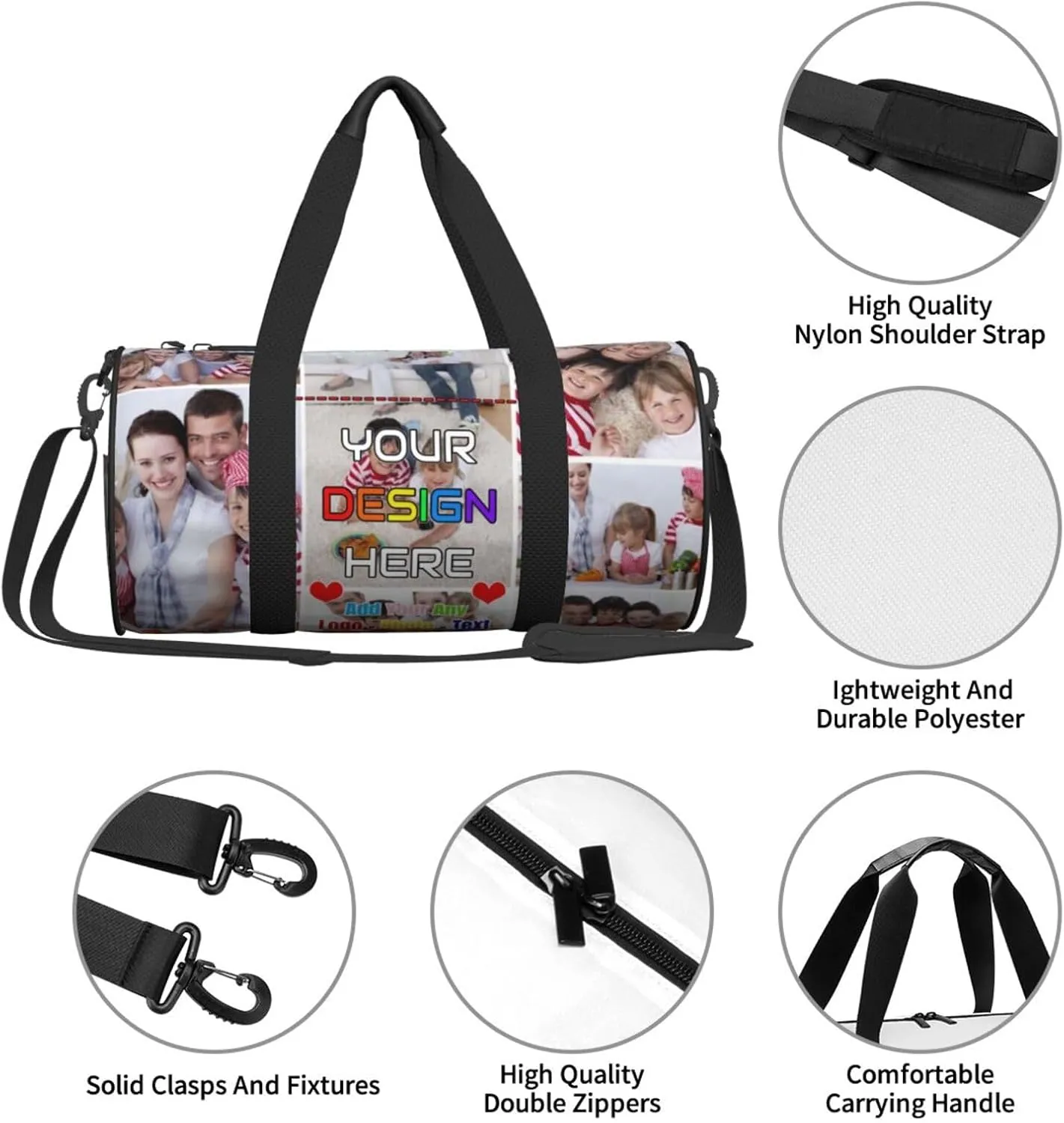 Unisex Custom Duffle Bag Add Name Image Logo Text Personalized Tote Bags For Travel Sport Gym Yoga Golf Customized Gifts