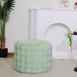 Unstuffed Faux Fur Pouf Cover - Plush Cozy Ottoman Cover ONLY, Stuffed Animal Organizer Blankets Storage Modern Home Decor Shoe Stool Foot Rest (Green)
